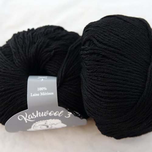 5 pelotes pure laine mérinos kashwool 3 noir 461