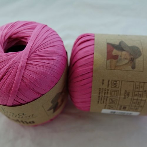 5 pelotes de 40 gr raffia fuchsia 116-07 fibra natura
