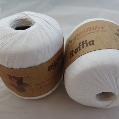 5 pelotes de 40 gr raffia blanc 116-01 fibra natura