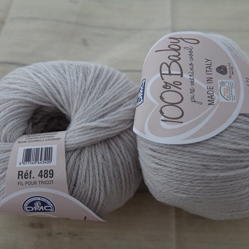 5 pelotes pure laine mérinos 100% baby gris perle 121
