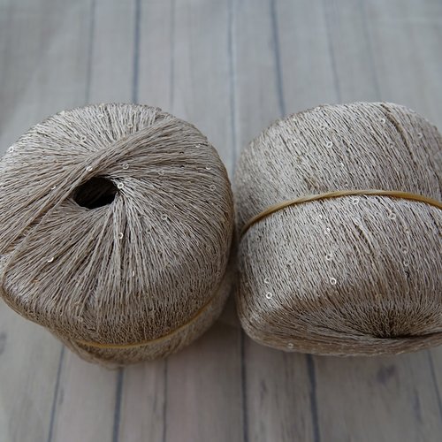5 pelotes 25 gr séquins paillettes beige 57