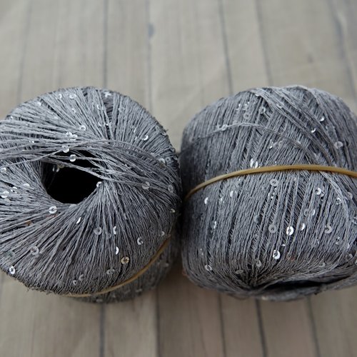 5 pelotes 25 gr séquins paillettes gris argent 65