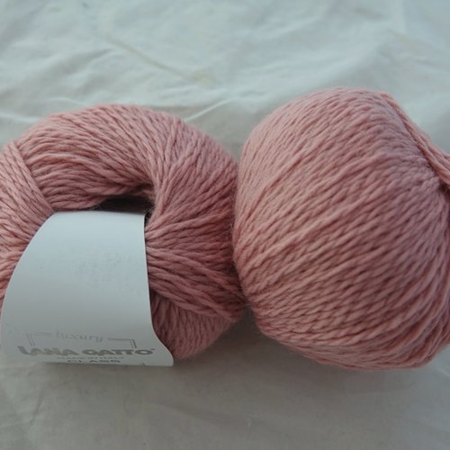 5 pelotes laine mérinos et angora class rose poudre 14393 lana gatto