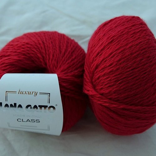 5 pelotes laine mérinos et angora class rouge 1246 lana gatto