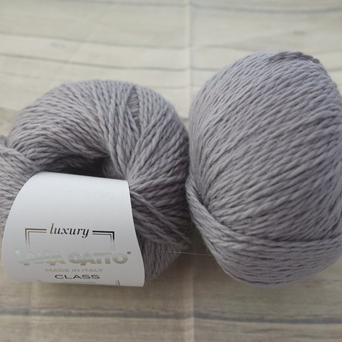 5 pelotes laine mérinos et angora class gris 5234 lana gatto