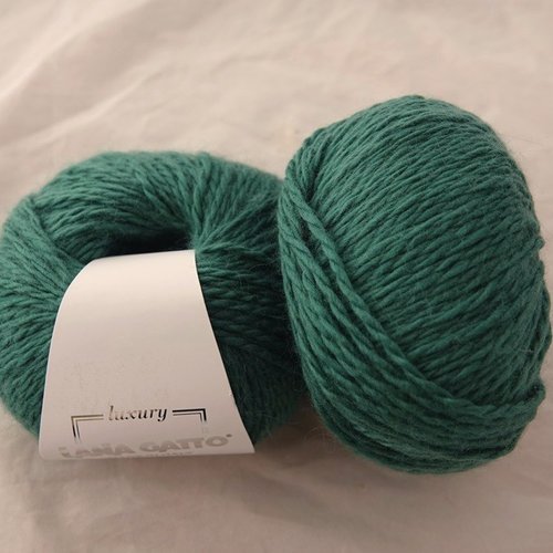 5 pelotes laine mérinos et angora class vert sapin 14683 lana gatto