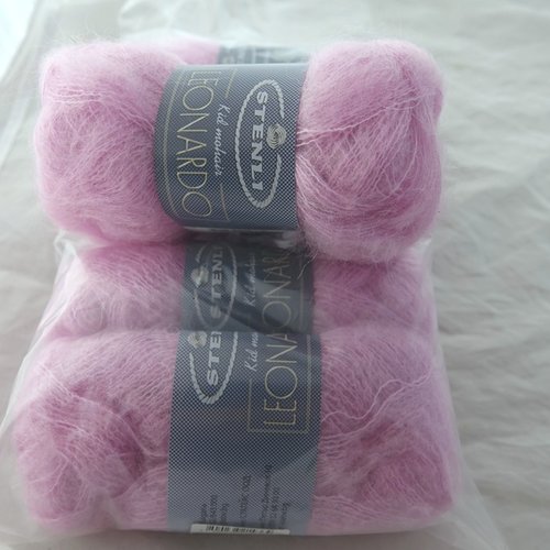 5 pelotes 55% kid mohair laine fine leonardo rose 27