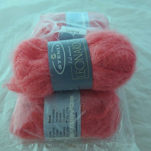 5 pelotes 55% kid mohair laine fine leonardo rose géranium 17
