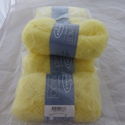 5 pelotes 55% kid mohair laine fine leonardo jaune 7