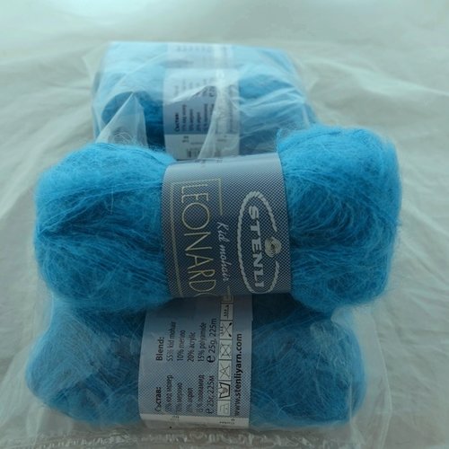 5 pelotes 55% kid mohair laine fine leonardo turquoise 6