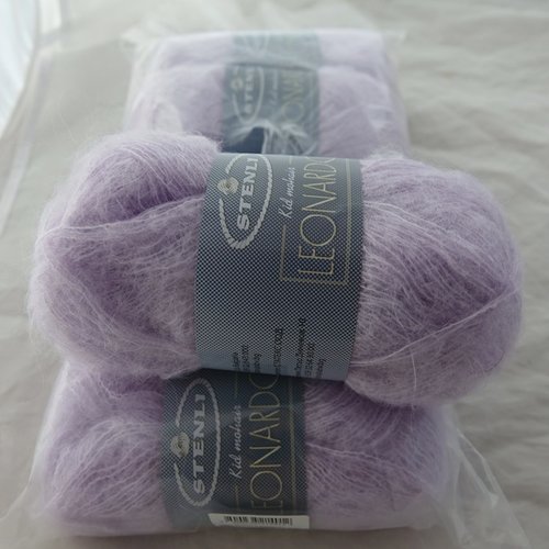 5 pelotes 55% kid mohair laine fine leonardo parme 20