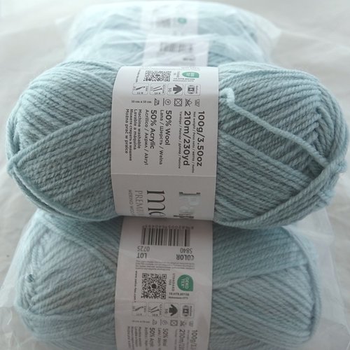 5 pelotes 100 gr merino 50 bleu glacier 5840 papatya