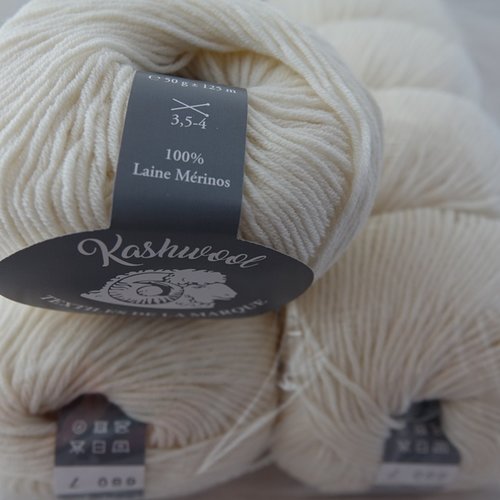 5 pelotes  pure laine mérinos kashwool écru 680