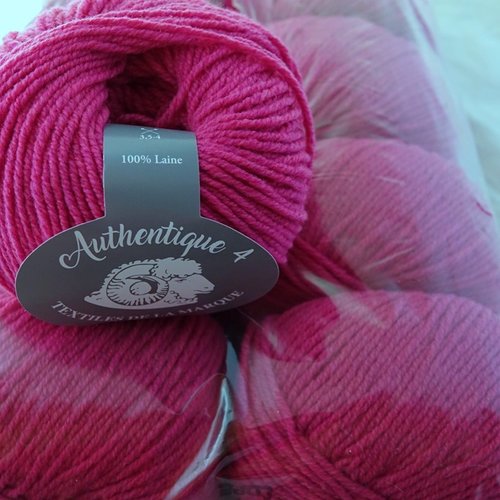 5 pelotes pure laine authentique 4 rose indien 795