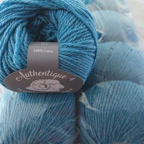 5 pelotes pure laine authentique 4 turquoise 314
