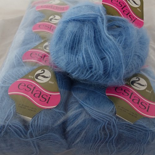5 pelotes 55% mohair la lana del cigno nero biella bleu
