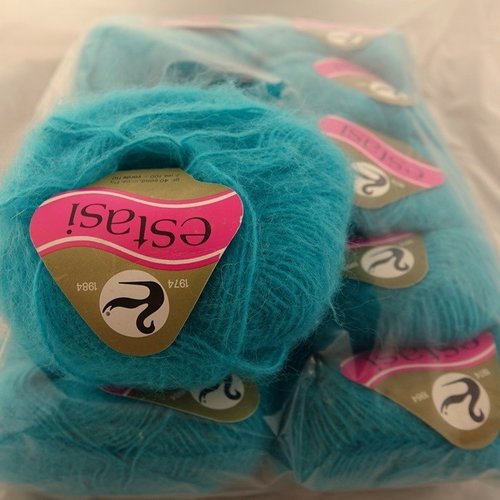 5 pelotes 55% mohair la lana del cigno nero biella turquoise