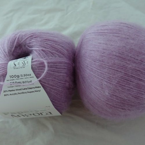 2 grosses pelotes  angora mauve 5410 papatya