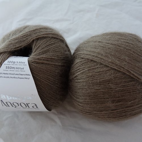 2 grosses pelotes  angora marron  9270 papatya