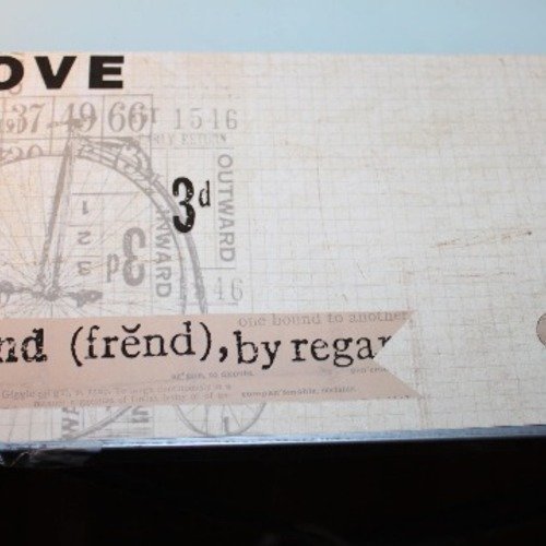 1 bande, decoupe scrapbooking, vintage, love, friend, roue, sepia, env 30cm de long 