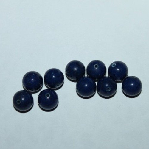 1 perle de verre, ronde bleu lapizuré, mes. environ 1cm de diamètre 