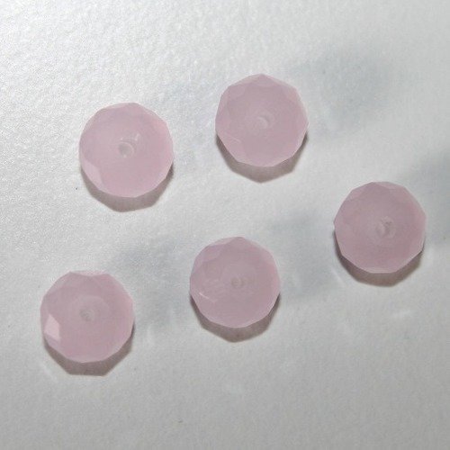 1 perle de verre facettes donuts aux tons roses, mesure env ~0,8cm 