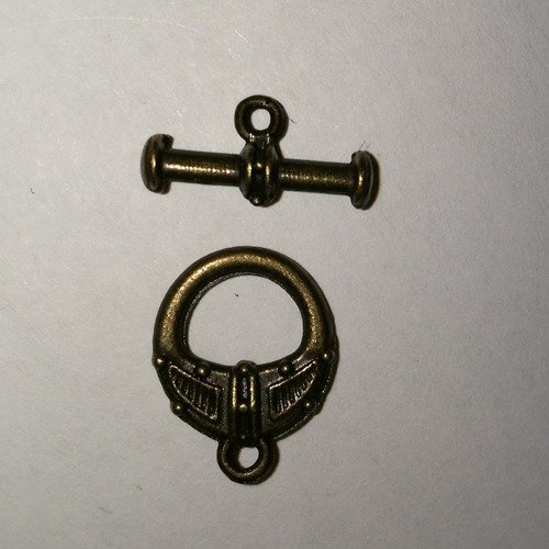 1 fermoir anneau laiton bronze, env. 14mm, tige barre 13mm
