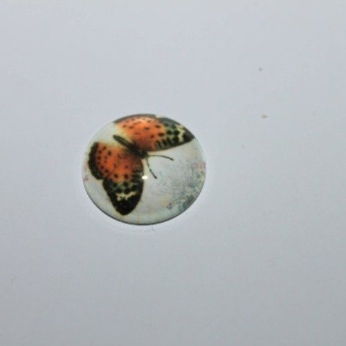 1 cabochon, cameo, resine, papillons, rond, 20mm multicolore 