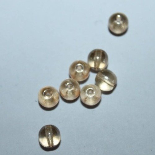 1 perle de verre, ronde, beige, mesure env 0,8 cm 