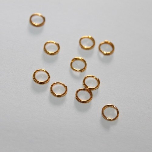 10 anneaux ressort 5 mm or laiton doré à l'or fin 24 k