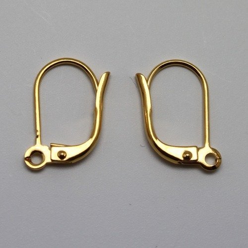 1 paire de boucles d'oreilles dormeuse 12 x 8 mm or laiton doré à l'or fin 24 k