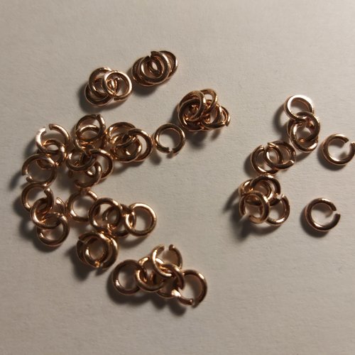 1 lot de 30 anneaux ouverts laiton doré rose 5 mm x 1 mm