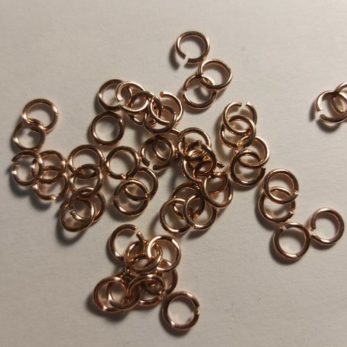 1 lot de 50 anneaux ouverts laiton doré rose 6 mm x 1 mm