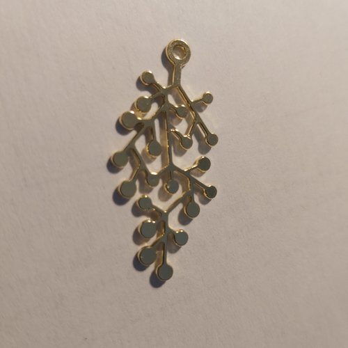 1 pendentif estampe feuille branche 35 mm doré