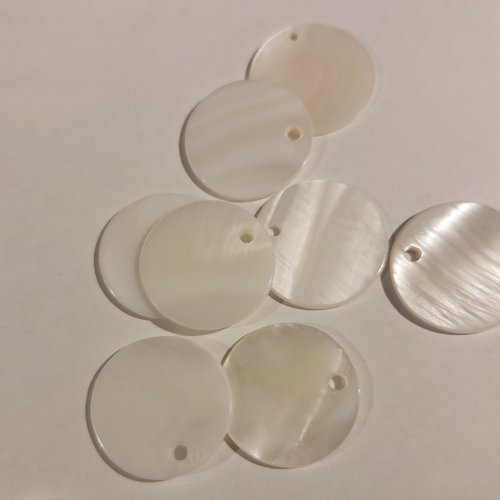 1 composant sequin rond nacre 20 mm naturel sequin