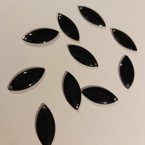 1 perle pendentif ovale noir env 1cm x 2,4cm