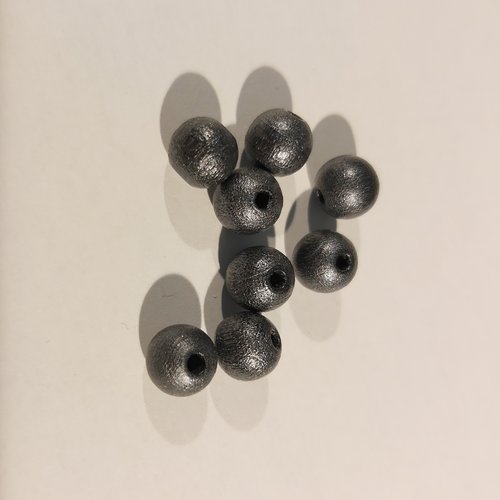 1 perle ronde  perles rondes en bois 8 mm x 20 gris anthracite irisé noir