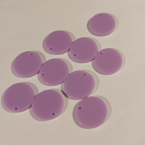 1 lot de 10 pendentifs sequin rond 15 mm mauve violet