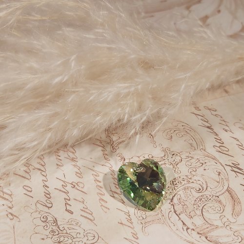 1 pendentif coeur crystal verre swarovski vert ab 14 mm x 14,4 mm