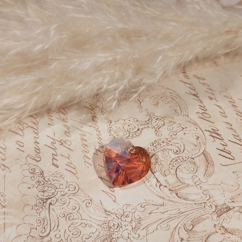 1 pendentif coeur crystal verre swarovski rose peach 14 mm x 14,4 mm