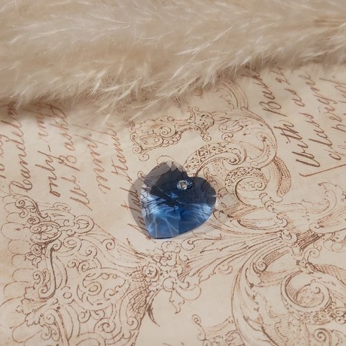 1 pendentif coeur crystal verre swarovski sapphire blue 14 mm x 14,4 mm