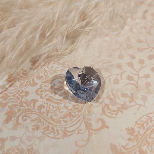 1 pendentif coeur crystal verre swarovski smoky mauve 14 mm x 14,4 mm