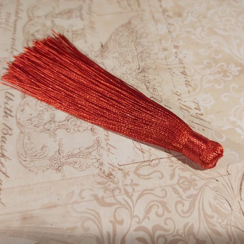 1 pompon textile nylon rouge orangé 12 cm sans attache