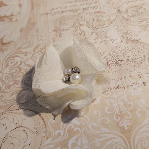 1 fleur mousseline soie accessoire fleur artificielle beige ivoire env 5 cm