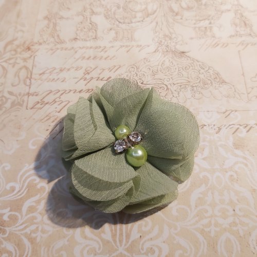 1 fleur mousseline soie accessoire fleur artificielle vert env 5 cm