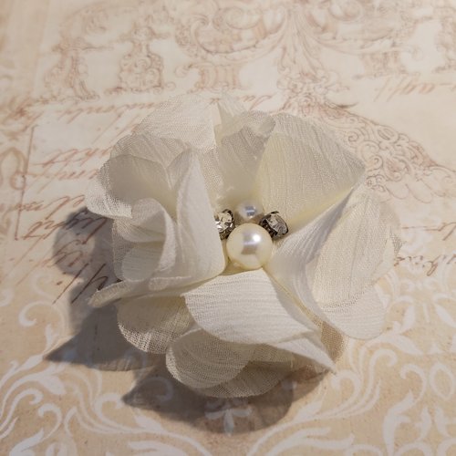 1 fleur mousseline soie accessoire fleur artificielle blanc env 5 cm