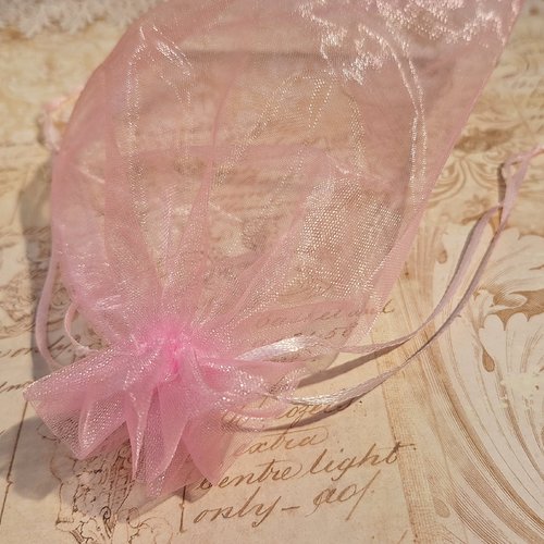 1 pochette organza emballage cadeau couleur rose bonbon env 15 m x 20 cm