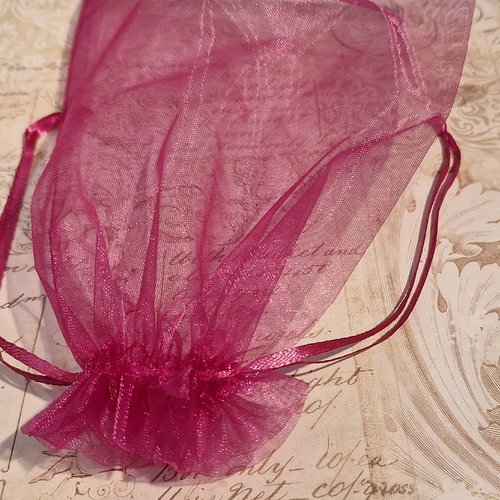 1 pochette organza emballage cadeau couleur rose fushia env 15 m x 20 cm