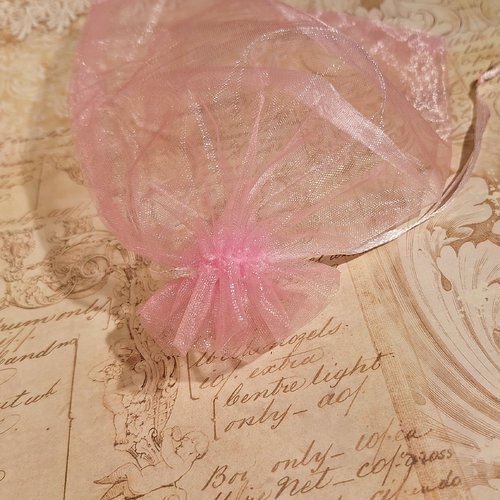 1 pochette organza emballage cadeau couleur rose pastel env 15 m x 20 cm