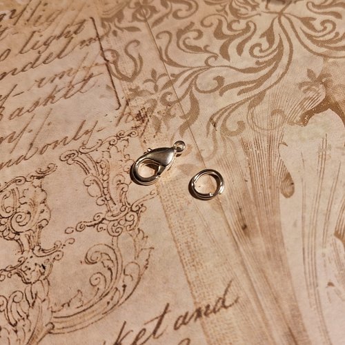 1 fermoir mousqueton, metal laiton argent env. 12 mm
